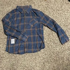 Dark Blue and orange flannel